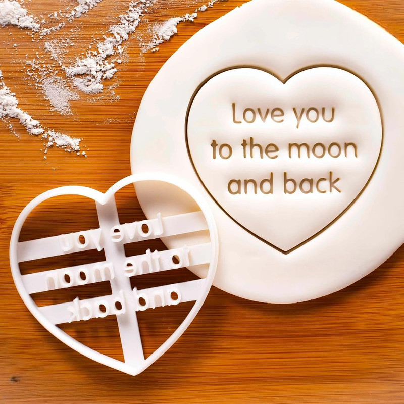 EROTNGO Love You to The Moon and Back Cookie Cutter - Heart-Shaped Biscuits Cookie Cutter