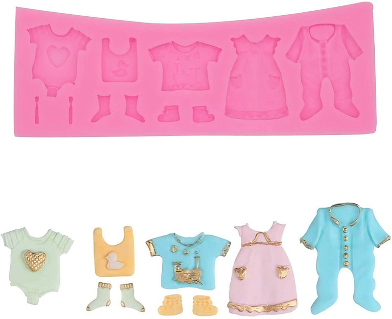 HOMEBAKERS MART Baby Clothes Shape Silicone Chocolate Fondant Cookie Press
