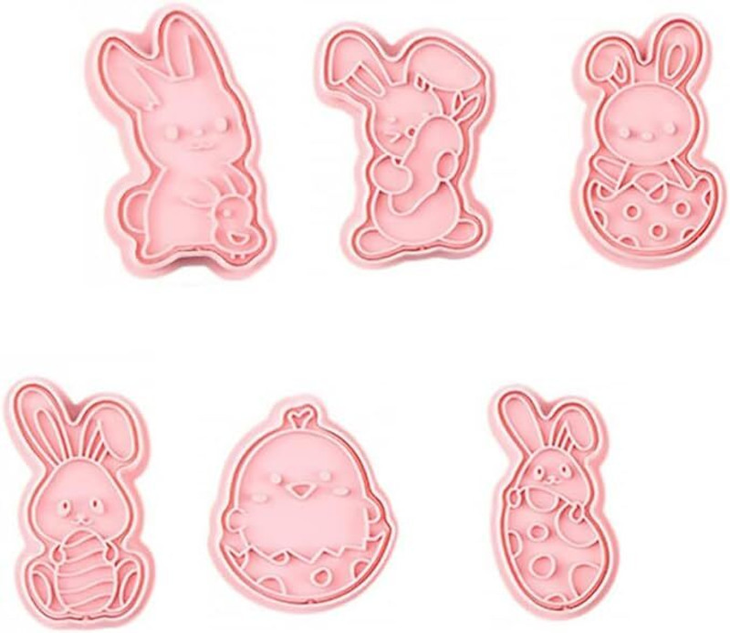 Husaini Mart Skytail 6pc Easter Bunny Rabbit Cookie Cutter Set Easter Egg Cookie Stamps Cookie Cutter(Pack of 6)