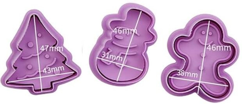 Husaini Mart Christmas Cookie Cutter Set 3D Xmas Tree Cookie Press(Pack of 3)