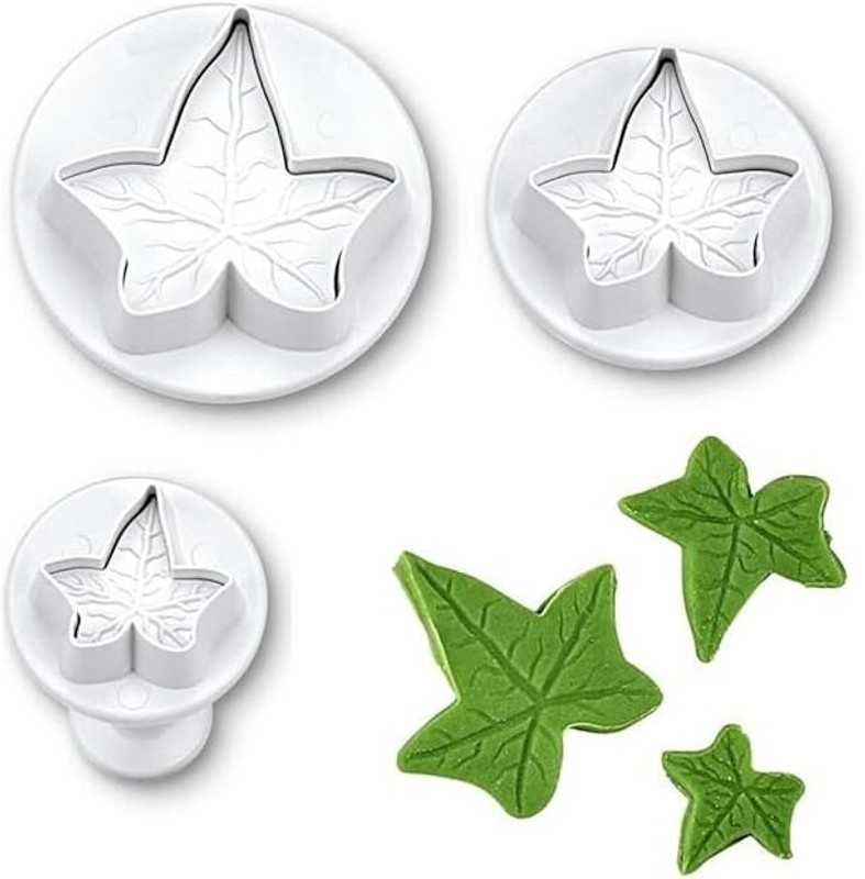 Husaini Mart Skytail 3pc Ivy Leaf Cookie Cutters Dough Plunger Cutter Set for Baking Biscuits Cookie Press(Pack of 3)