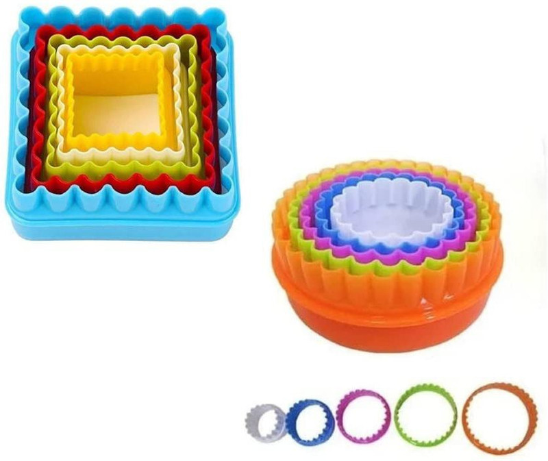 HOMEBAKERS MART Combo of Plastic Cookie Cutter Round Shape and Square Shape Cookie Cutter(Pack of 10)