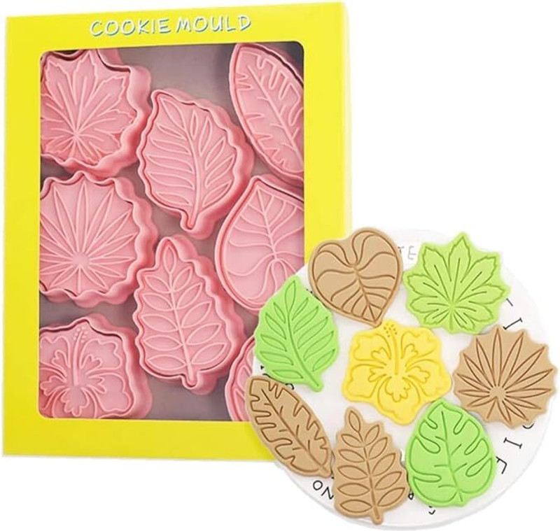Husaini Mart 8 pcs Christmas Cookie Cutters with Stamps Set, Xmas Cookie Plunger Mold Cookie Cutter(Pack of 8)