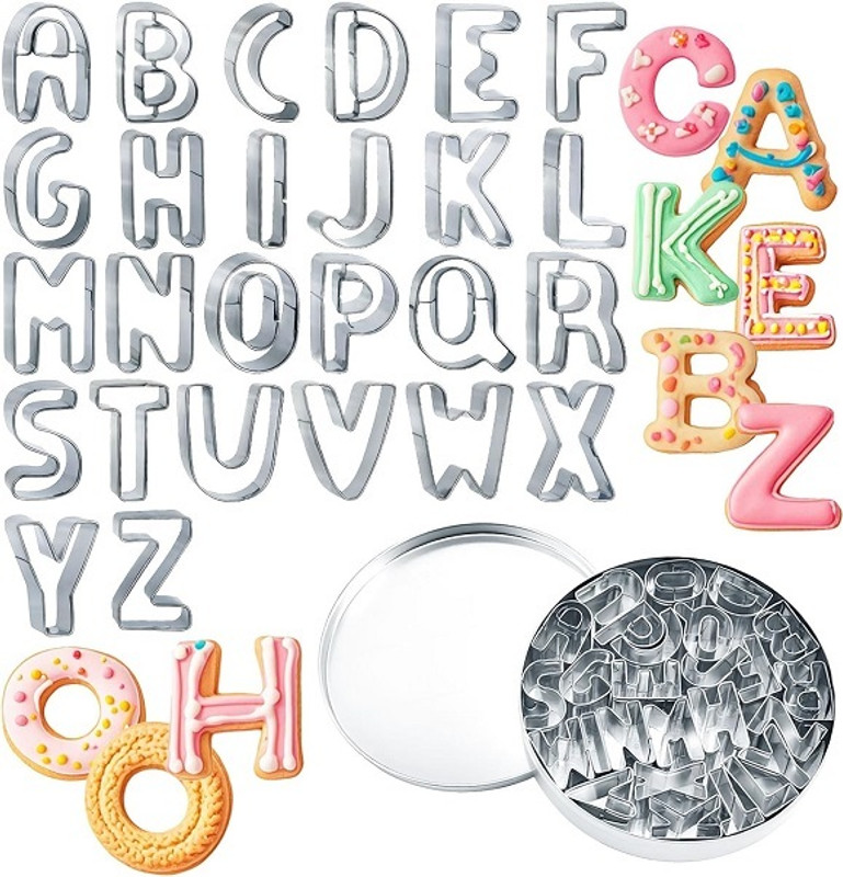 ZIRAK 26 Pcs Alphabet Cookie Cutter Set A to Z with Storage Tin Cookie Cutter(Pack of 26)