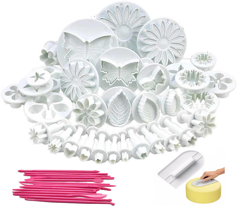JAMBOREE 47Pcs Fondant Plunger Cutter & Cake Smoother Set – Baking & Cake Decorating Tool Cookie Cutter(Pack of 47)