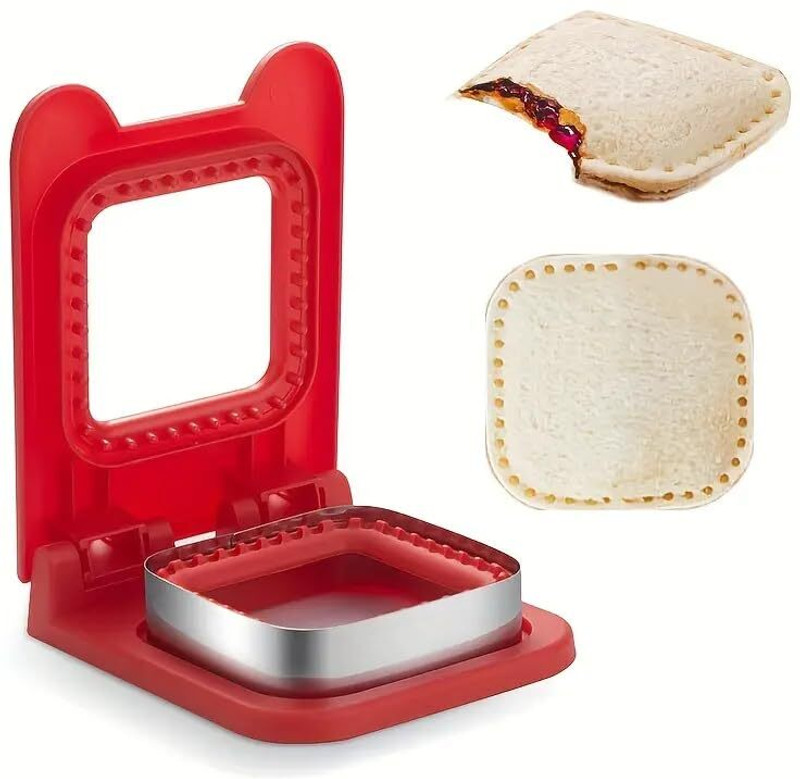 JOYJAI Sandwich Cutter& Sealer,Square Pocket Sandwiches Cutter Uncrustables Maker Cookie Cutter