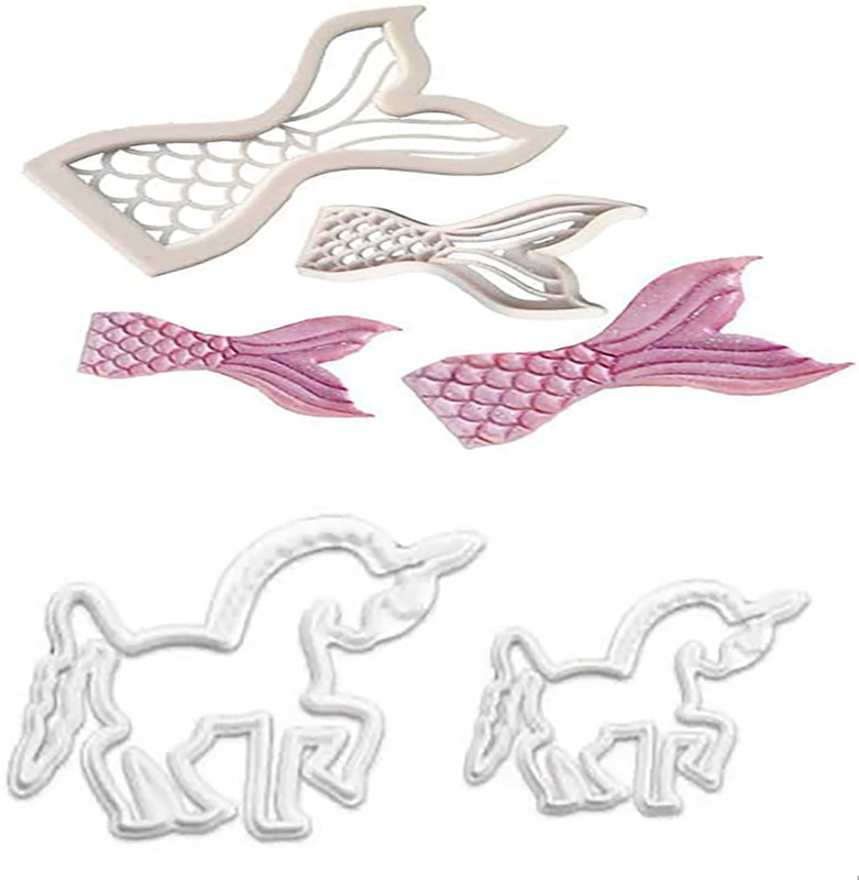 JAMBOREE Combo of Unicorn and Mermaid Fondant Cutter Shapes for Baking/Cake Decorations Cookie Cutter(Pack of 2)
