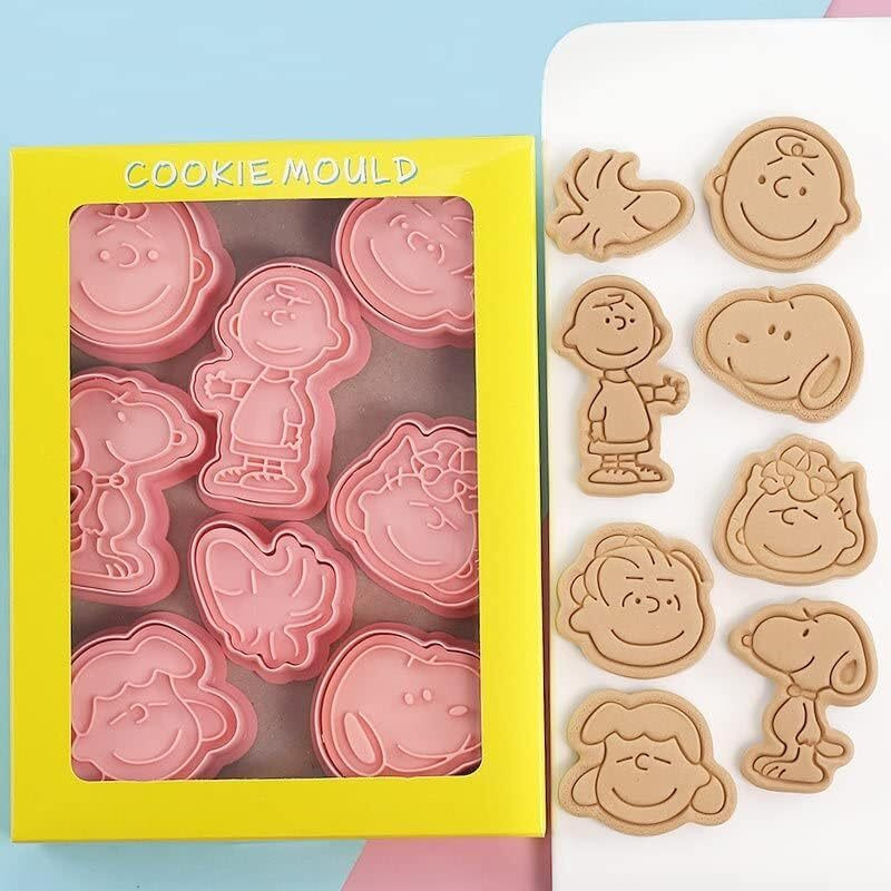 Husaini Mart Skytail 8pc Cute Snoopy Cookie Cutter Set 3D Cartoon Cookie Stamps Biscuit Dough Cookie Cutter(Pack of 8)