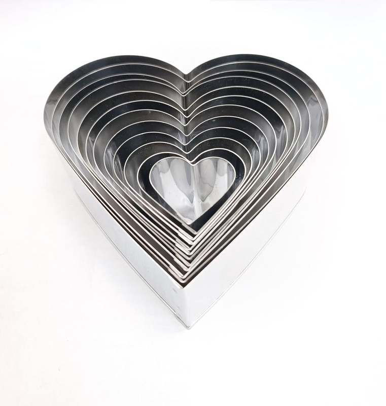 UK Baker Cookie Cutters Set, Heart Shape, 12 Piece, Stainless Steel, Assorted Sizes Cookie Cutter(Pack of 12)