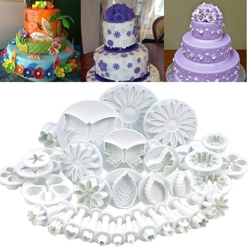 VLLINFFRA Flower Fondant Cake Sugarcraft Decorating Kit Combos Cookie Cutter(Pack of 33)