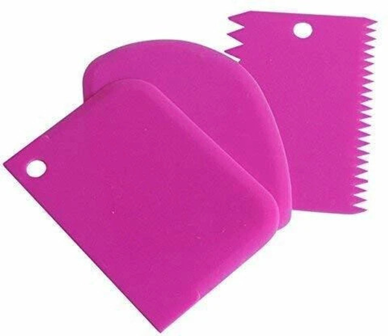 Chandra Bazaar Plastic Dough Bench Scraper Cake Cutter, Chopper, Smoother Icing Fondant Cake Decorating Pastry Baking Tool (Assorted Colours)+25pcs pollytheen Piping Bag Pastry Cutter(Pack of 3)