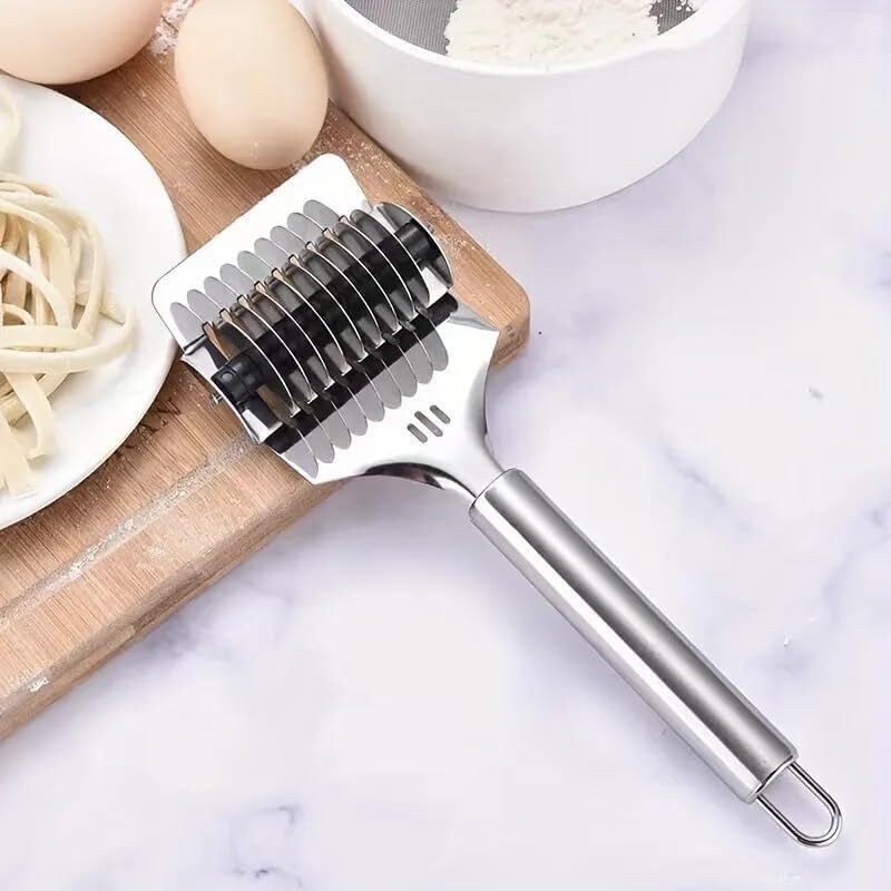Chiransi High Grade Stainless Steel Noodle Cutter Roller, Easy Pie Dough Cutting Tool Cookie Cutter
