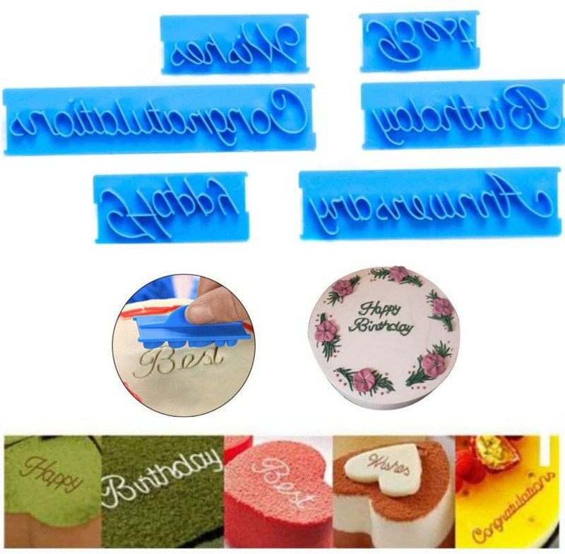 JAMBOREE Letter Print Stamp Bakery Congratulation Anniversary Birthday for Baking Usage Cookie Cutter(Pack of 6)