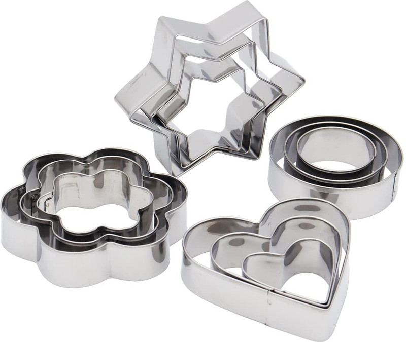 ZIRAK Stainless Steel Cookie Cutter | Cake Vegetable Fruit Biscuit Cutters Molds Set Cookie Cutter(Pack of 12)