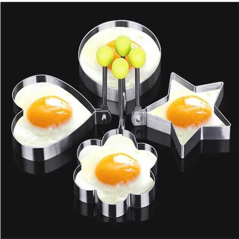 sluzoo Stainless Steel Fried Egg Mold Heart Pancake Mould Ring Cooking Fried Egg cutter Cookie Cutter(Pack of 4)