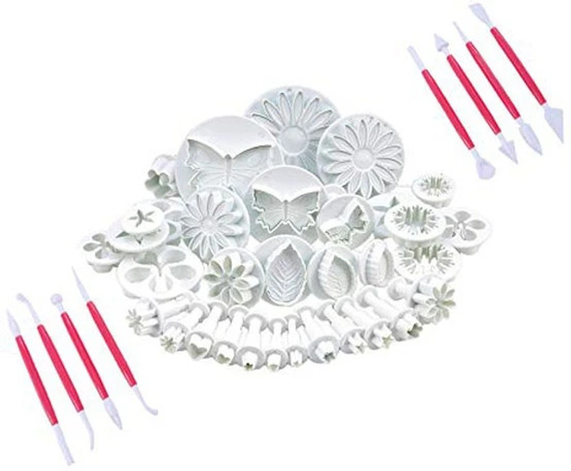 SYGA 33 Pieces Flower Fondant Cake Sugarcraft Decorating Kit Cookie Mould with 8 Bon Fondant for Cake Cookie Cutter(Pack of 33)