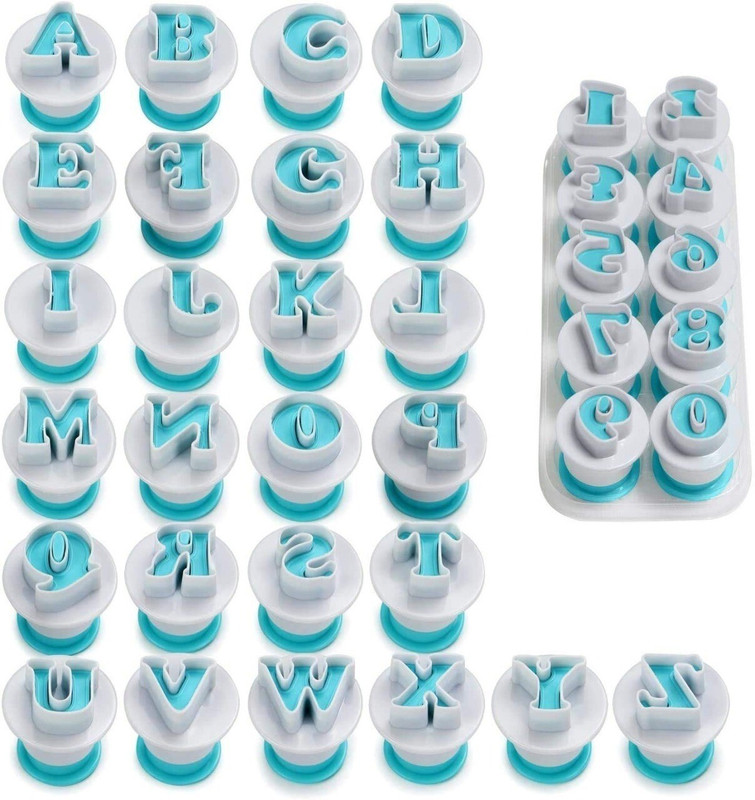 TRENDING PRODUCTS VILLA 36 Pcs Push Easy Alphanumerical (UpperCase) Fondant, SugarPaste, Cookie Cutter(Pack of 36)