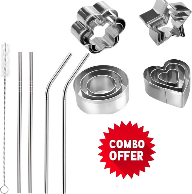 vnz Baking & Kitchen Tool Set (Silver) Cookie Cutter(Pack of 12)