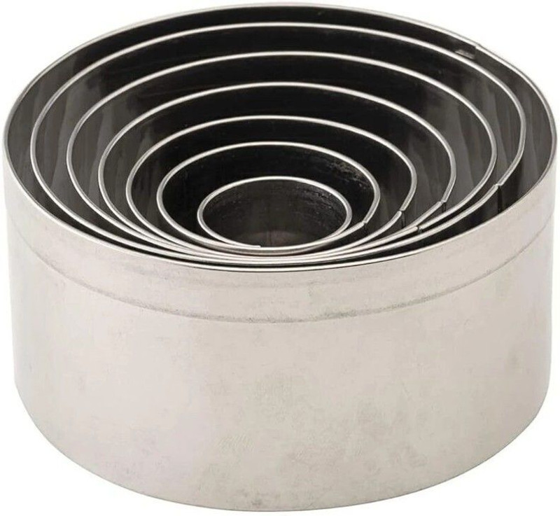 KMW Stainless Steel Round Shape Cookie Cutter Set (7 Pieces) Cookie Cutter(Pack of 7)