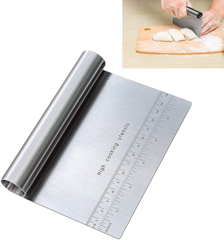 4MYL Stainless Steel Bench Scraper and Chopper with Scale, Multi-Purpose Kitchen Tool Pastry Cutter