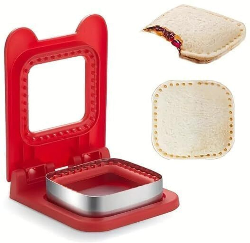 traviya Sandwich Cutter Sealer Square Bread Pocket Maker for Kids Lunch Cookie Cutter