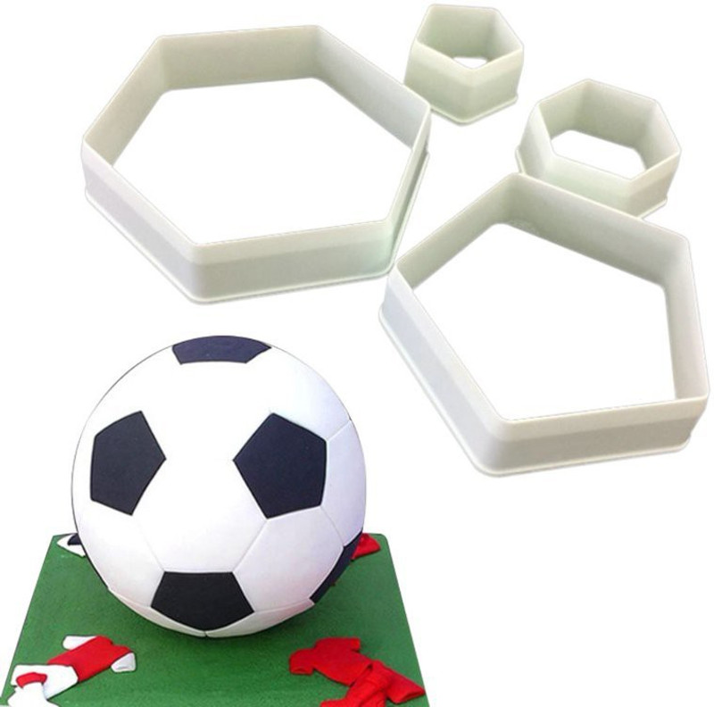 Husaini Mart Soccer Ball Cookie Cutter, Hexagon, Food Grade Plastic Football Cake Decoration Cookie Cutter(Pack of 4)