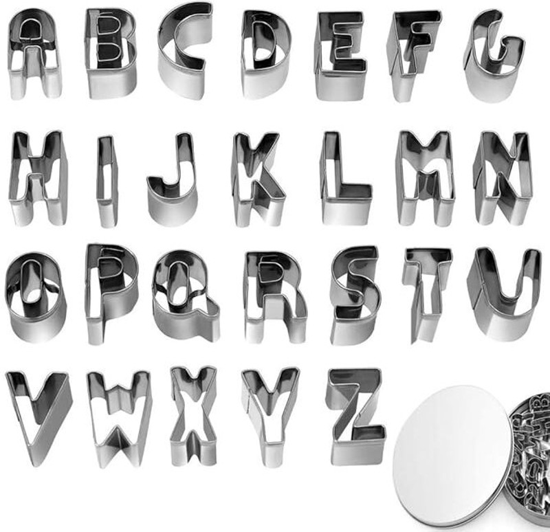 CSM StainleSteel Alphabet (A-Z) Cookies Cutter Cookie Cutter(Pack of 36)
