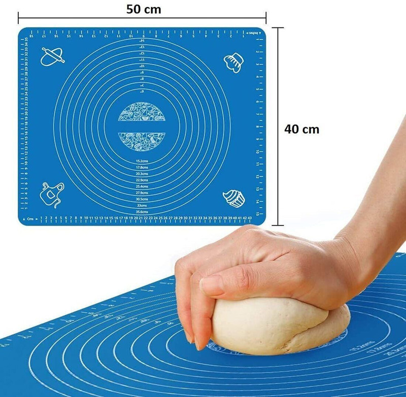 RHHG E COM Silicone Roti Mat with Measurements Cooking Roti,Chapati and Pastry- 50 x 40 cm Board(Blue, Pack of 1)