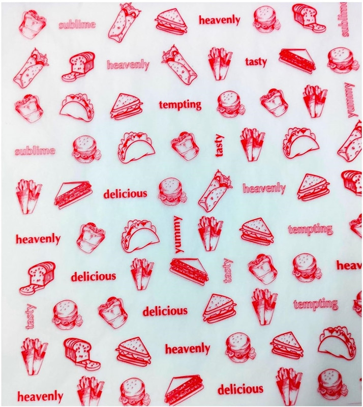 Inditradition Non-Veg Food Wrapping Paper Sheets (Size 11 x 12) Red Print & White Paper Parchment Paper Baking Mat(Pack of 250)