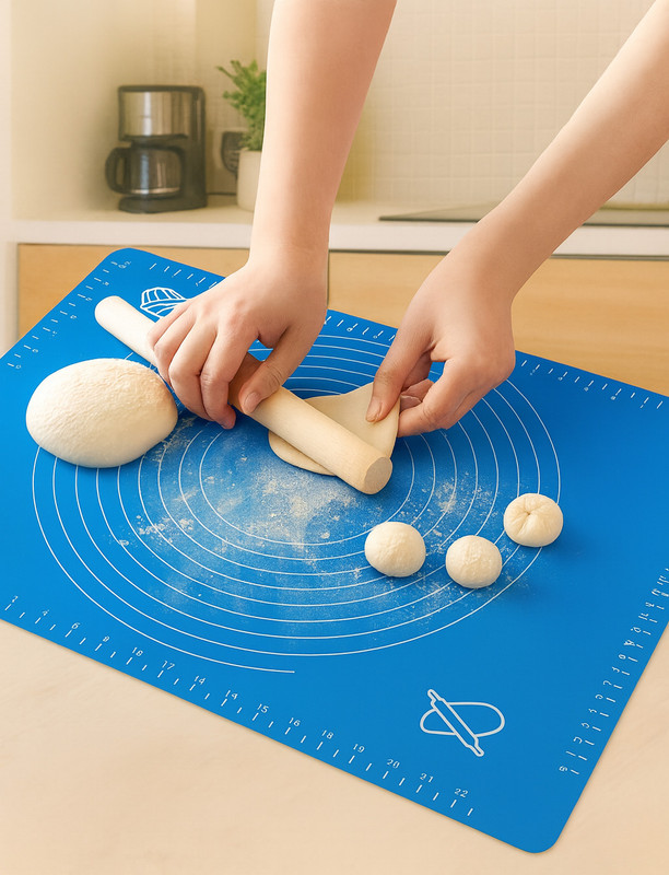 TREXO NESTORA Silicone Non-Stick Roti Rolling & Dough Kneading Mat with Printed Measurements Food-grade Silicone Baking Mat(Pack of 1)