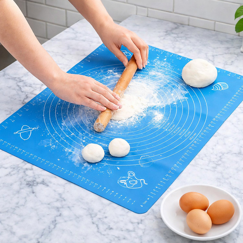 vastu Silicone Baking Mat with Measurement Scale – Non-Stick Dough Kneading Food-grade Silicone Baking Mat(Pack of 1)