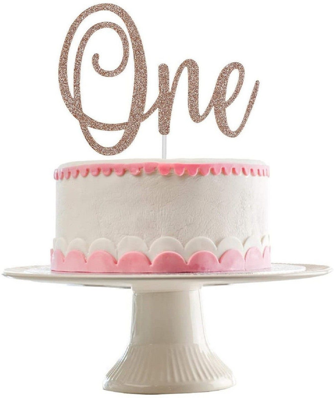 Festiko Glittery One 1st Birthday Party Cake Topper Cake Topper(Rose Gold Pack of 1)
