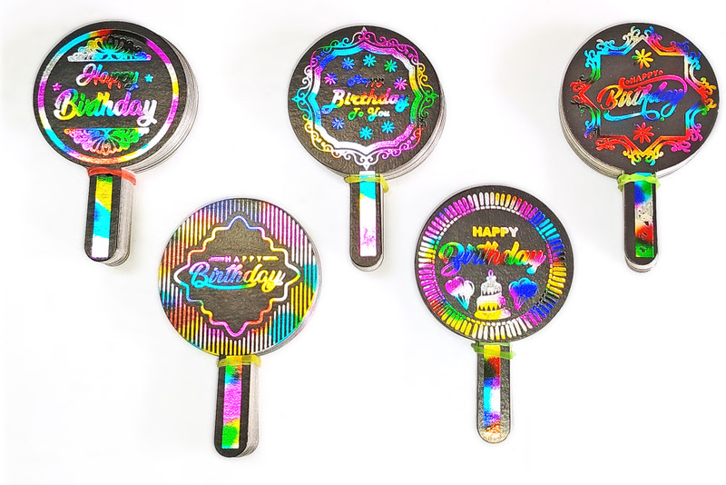 Taitil Rainbow Stamping On Black Colour Cake Topper(Black, Rainbow Pack of 100)