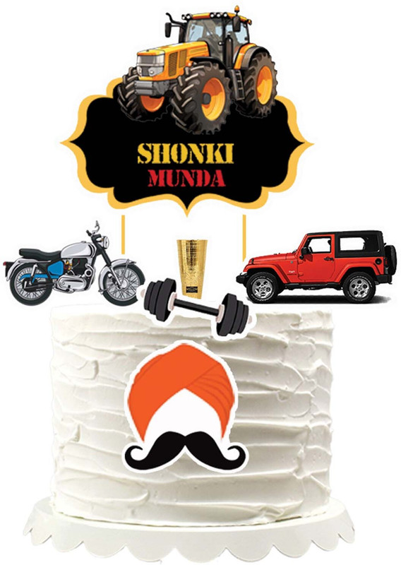 chefsmarche SHONKI MUNDA PUNJABI THEME CAKE TOPPER Cake Topper(MULTI COLOR Pack of 6)