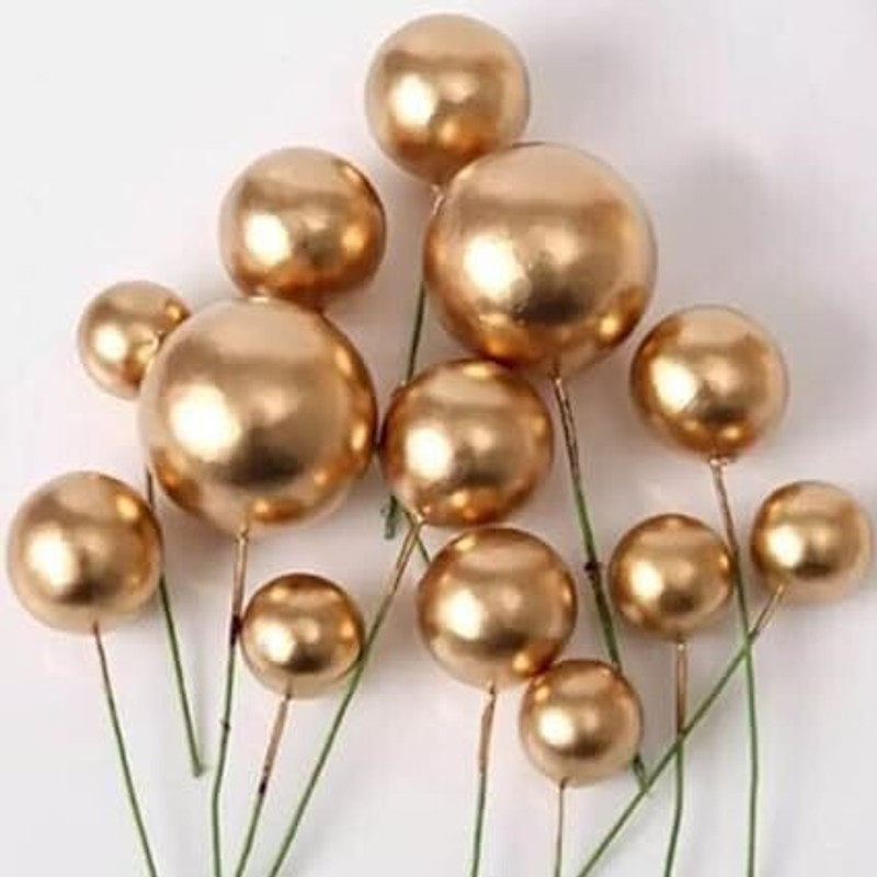 shizal Golden Faux balls Cake Topper(GOLDEN Pack of 20)