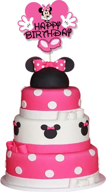 RG Accessories Minnie Mouse Theme Cake Topper Cake Topper(pink, black, white Pack of 1)