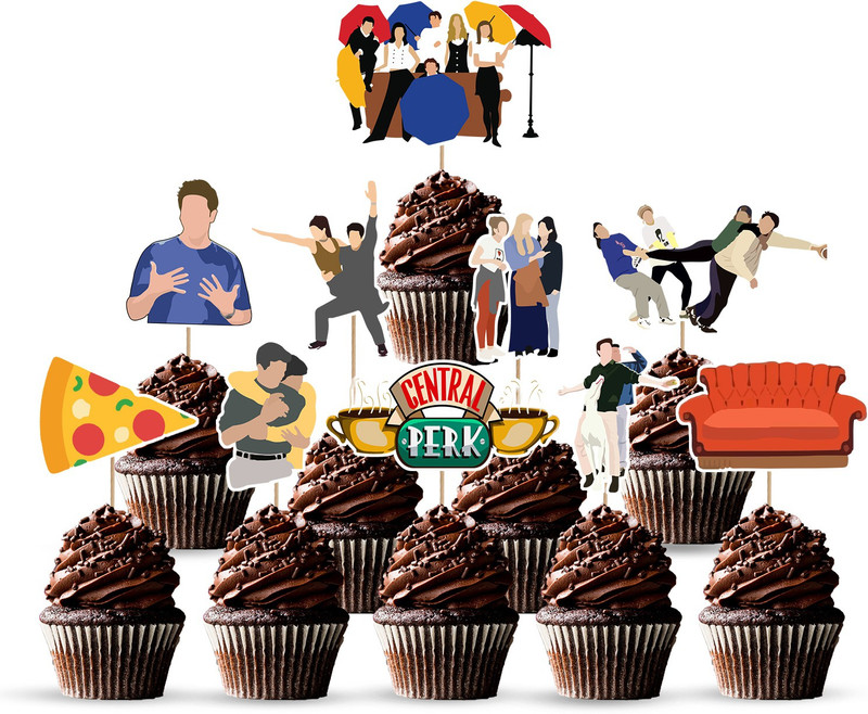 ZYOZI Friend Theme 10 Pcs Cup Cake Topper-Friends Birthday Party Decorations Cupcake Topper(Multi Colour Pack of 10)
