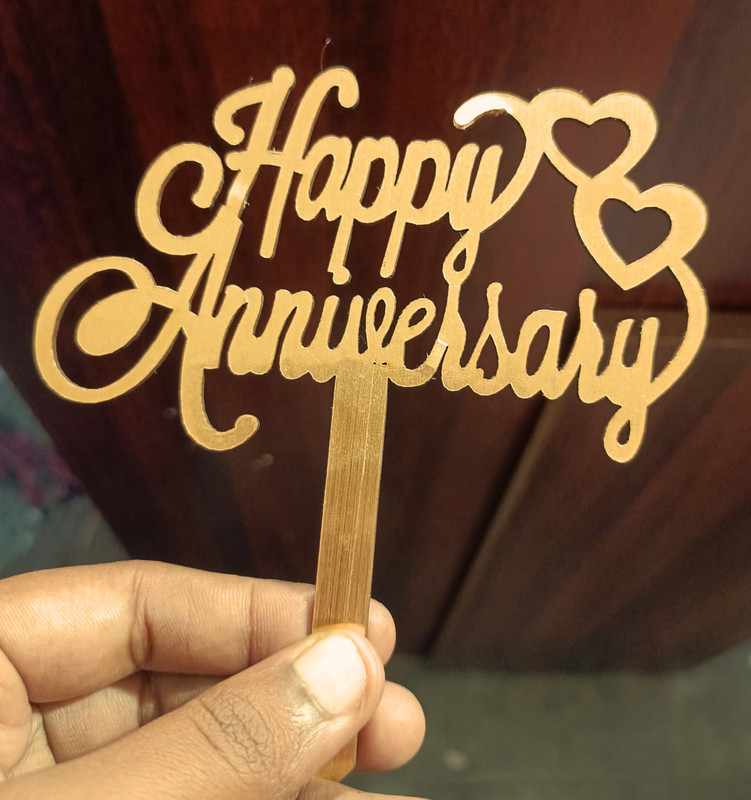 MLG Cake Topper(Golden colour Happy Anniversary Cake Topper Pack of 1)