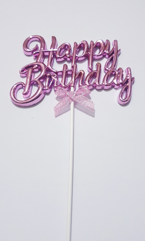 Sharktodo PINKCAKETOP_01 Cake Topper(Beautifully Design 3D Gold Happy Birthday Cake Topper. "Happy Birthday Pink Pack of 1)