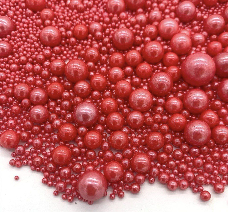 ms.bakeityourself Edible Pearls (125 gms) Edible Baking Sprinkles(RED Pack of 800)