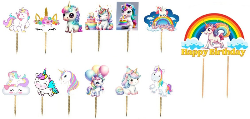 PREMIUM PARTY SHOP Cupcake Topper(MULTI Pack of 12)