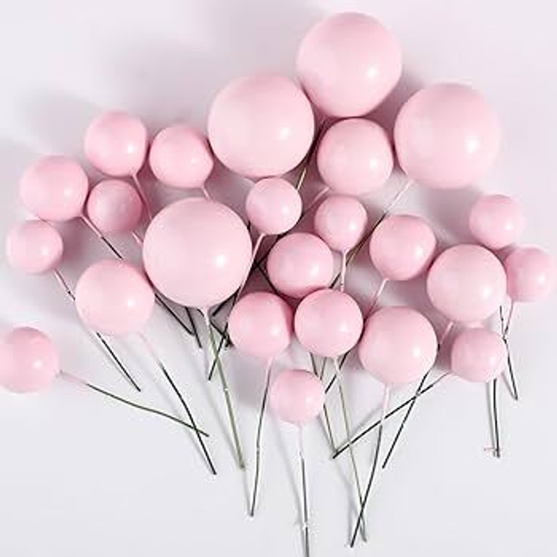 noble foods Sky Blue Faux Ball Toppers for Cake Decoration (20 Pcs) Cake Topper(Sky Blue Pack of 20)