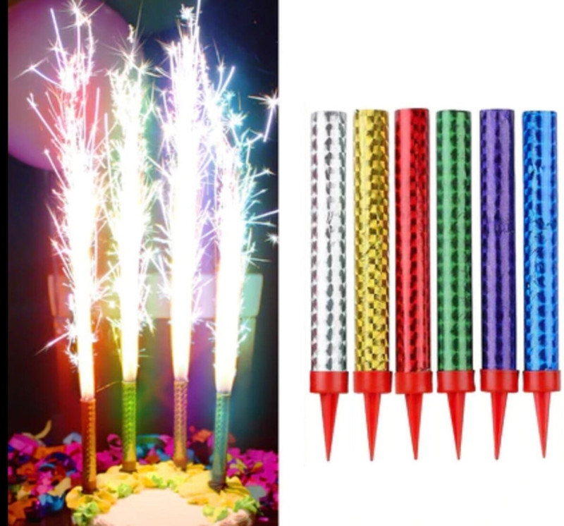 Bash N Splash 15cm Imported Sparkling Candles Happy Birthday Cake Topper Cake Topper(Multicolor Pack of 6)