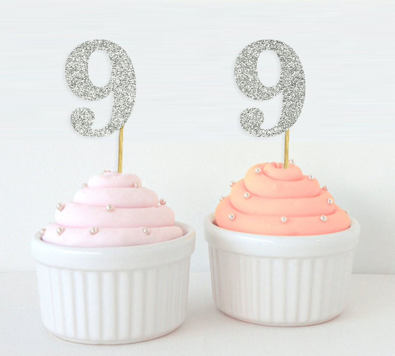 Darling Souvenir Cupcake Topper(Violet & Glitter Silver Pack of 20)