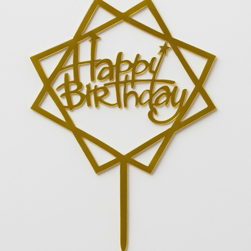 Kapoor stores Golden Happy Birthday Cake Topper – Stylish Acrylic Decoration Cake Topper(Golden Pack of 1)