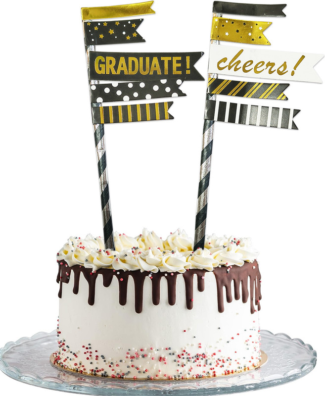 Rozi Decoration Cheers Graduate Theme Cake Topper Perfect for Graduation Party Décor Cake Topper(Cheers Graduate Pack of 2)
