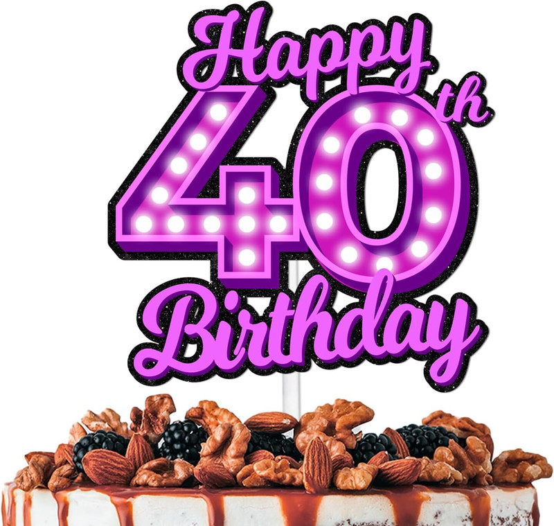 Festiko Iridescent 40th Birthday Cake Topper(Multicolor Pack of 1)