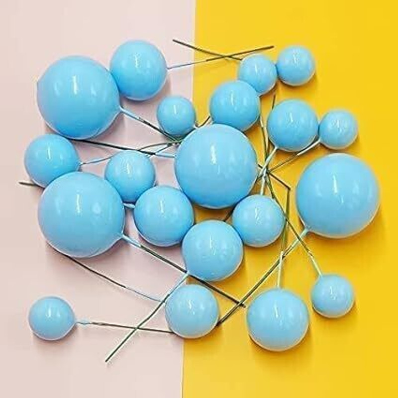 shizal 20 pcs faux balls cake toppers Cake Topper(Sky blue Pack of 20)