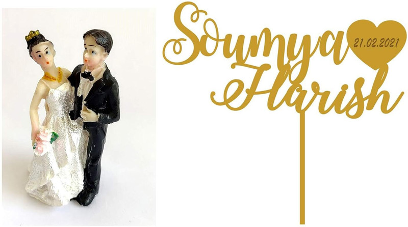 Wedlock Customized Cake Topper | Personalized Names Cake Topper (Couple with Name) Cake Topper(Multi Pack of 1)