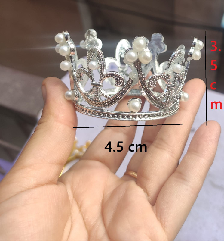 giftsrus Crown Cupcake Topper-Pearl Cake Silver Baby Topper for Birthday Photoshoot Cupcake Topper(Silver Pack of 1)